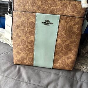 Coach Tan and Mint Crossbody Bag
